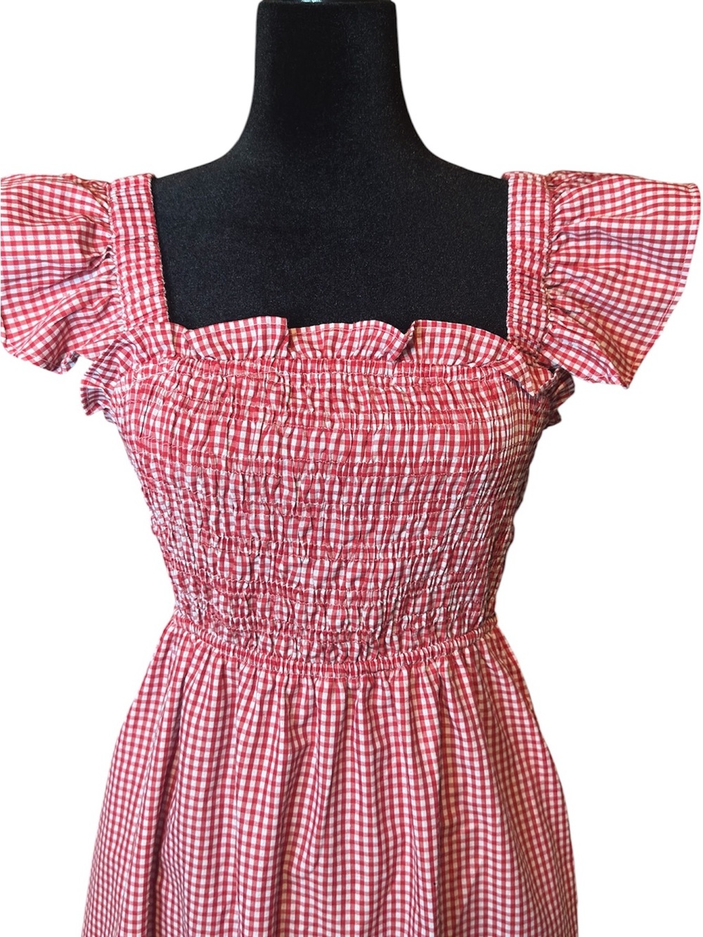 Sim and Sam Red Gingham Ruffle Midi Dress - Picture 4 of 9